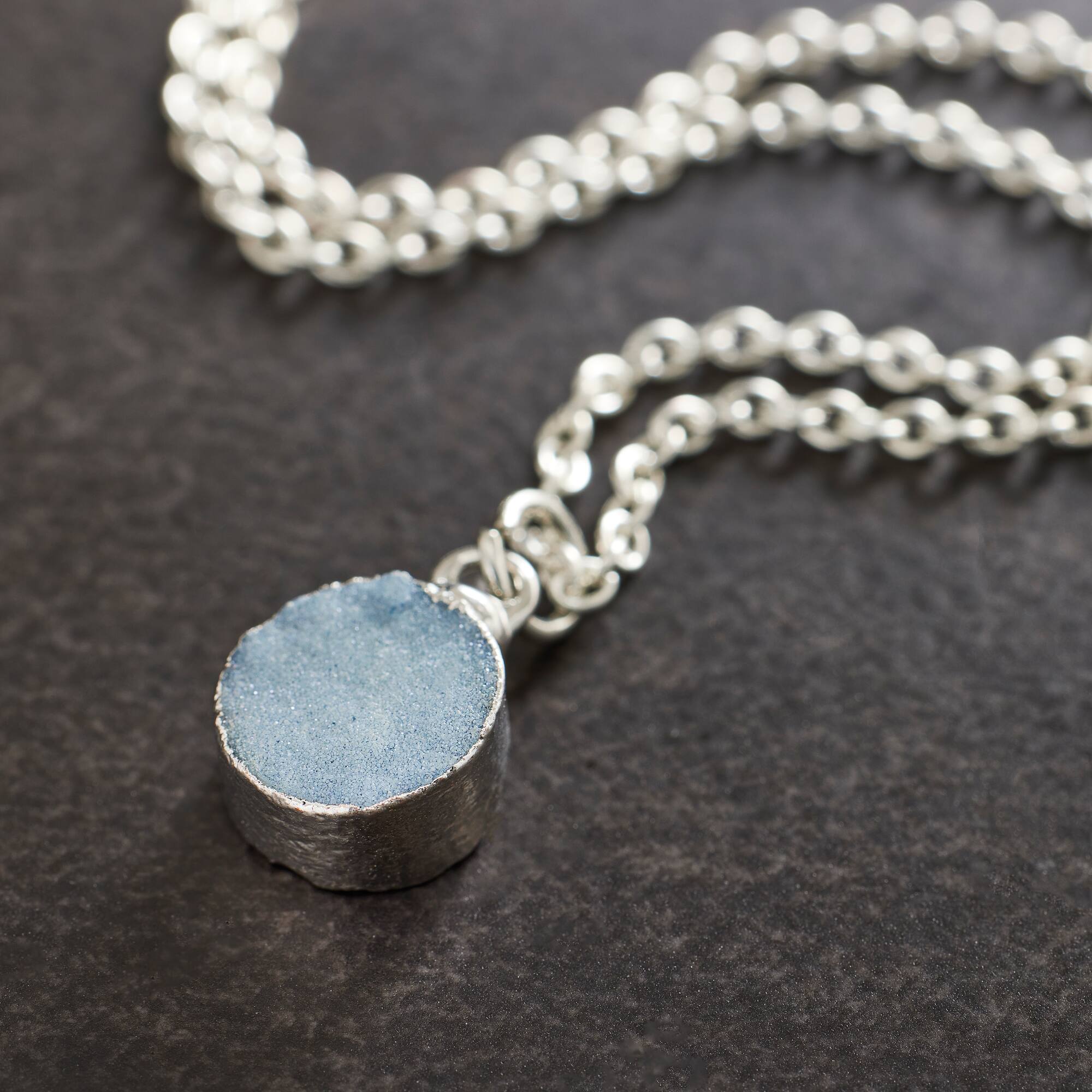 Round Blue Dyed Quartz Charm by Bead Landing™